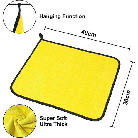 Paño para lavar el coche,paños de microfibra para coche,6 piezas,30 cm 40 cm,parabrisas y ventanas (amarillo-gris),Paño para pulir el coche (1/4)