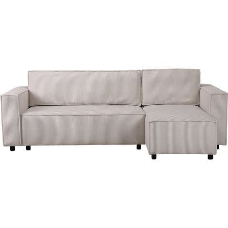 Divano angolare in velluto a coste "Montaigne S" - 3 posti - Beige