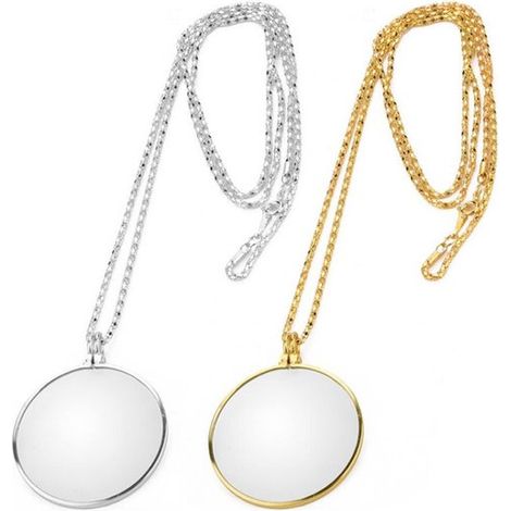 Lunettes Pendentif Loupe 5X - Lot de 2 pour Femmes - Lunettes de Lecture pour Journaux - Couleur Or et Argent (1/5)