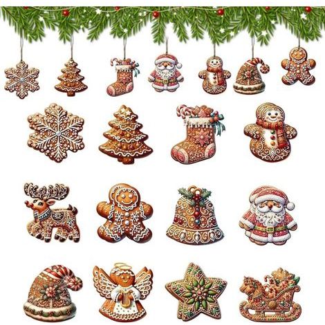 24 Pièces Decoration Noel Sapin en Bois, Decoration Sapin de Noel, Deco Sapin de Noel, Décoration Sapin de Noel, Deco Noel Sapin, Cerf Flocons Étoiles Decoration Noel Bois pour DIY Fête (1/5)