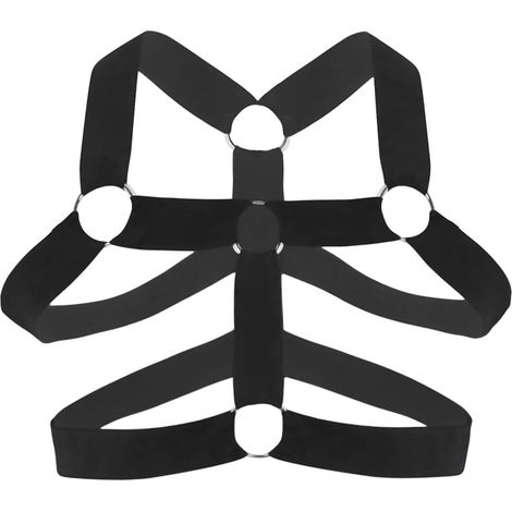 Porte-jarretelles en nylon pour homme avec bretelles élastiques, porte-jarretelles sexy, ceinture d'entraînement, ceinture de maintien du torse, noir, taille unique (1/2)