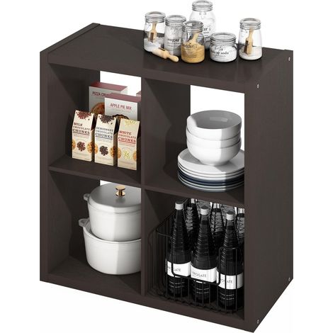 Ouvertes pour Rangement, îlot de Cuisine, étagère de Boulanger, Buffet, Bois d'ingénierie, chêne foncé, 4-Cube (1/5)