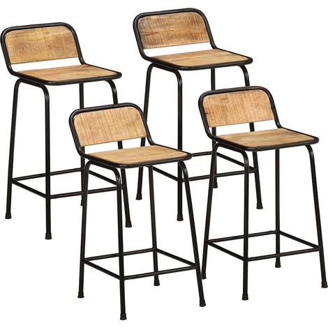 Barhocker 4 Stk. 46x35,5x80 cm Raues Mango Massivholz