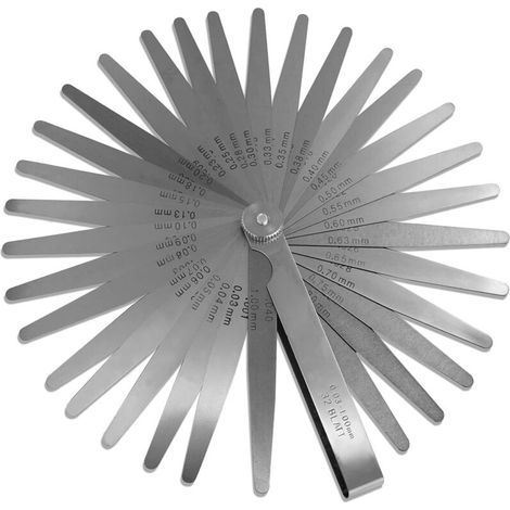Jauge d'épaisseur 32 pièces 0,03-1,00 mm/0,001-0,04" en acier – Outil de mesure à double marqueur pour la mesure des écarts