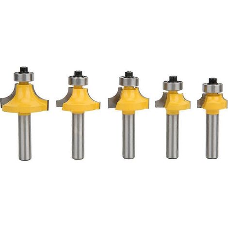 5-teiliges Fräser-Set, 8 mm Schaft, oberflächenlackiert, aus Aluminium, abgerundete Ecken, Eckfräser