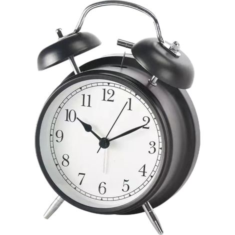 Réveil Mécanique À Deux Cloches - Réveil Métallique Avec Veilleuse Et Mouvement Silencieux - Pour Chambre Ou Bureau - 1 Pièce (1/5)