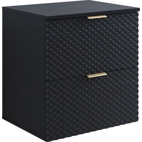Armario de baño colgante para lavabo Liretu 106, Negro, Montada en la pared, Número de puertas: 0, 63x60x49cm, MDF, Aglomerado laminado, Número de cajones: 0
