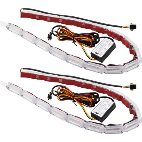 [Luces LED para coche] 2er-Pack Faros diurnos y intermitentes, 14 LED, luz de agua bicolor, tira guía de luz (1/4)