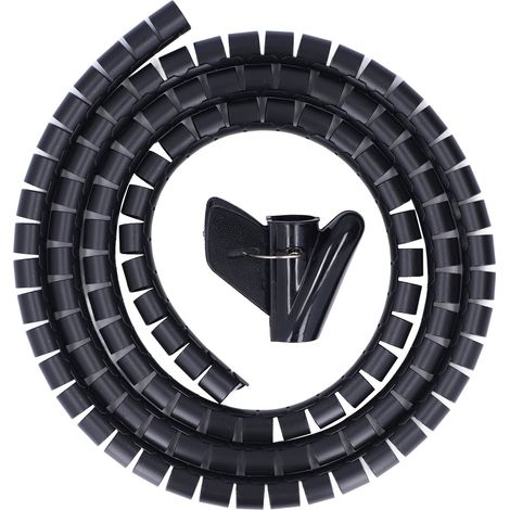 Spirale de câbles organiseur Ø20mm/0,79po tube enrouleur gestion de fils 1,5m/4,9pi pour bureau maison TV PC DVD