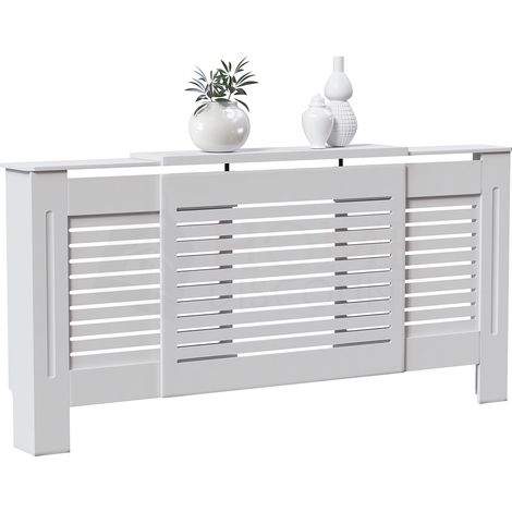 Milton Heizkörperverkleidung MDF Moderner Schrank Slatted Grill, Weiß, Verstellbar (1/5)