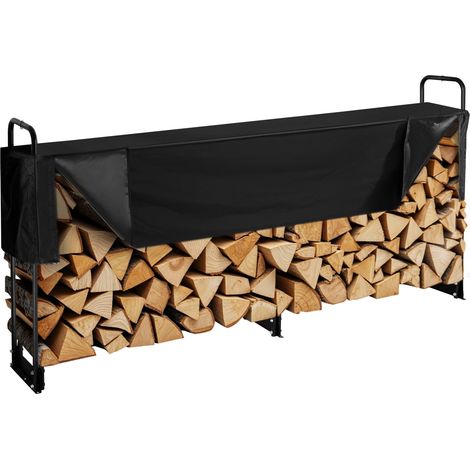 VEVOR Range Buches Exterieur 259x36x117 cm Abri Bois de Chauffage avec Couverture Impermeable 600D Oxford Porte-buches pour Cheminee Support de Buche Interieur pour 1/2 de Corde de Bois de Chauffage