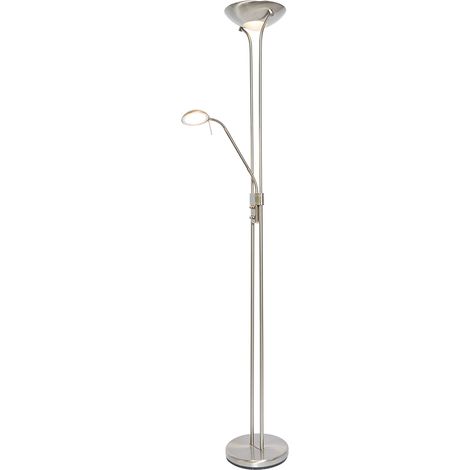 Litecraft Mother and Child LED Floor Lamp 2 Light Uplighter - Satin Nickel (1/5)