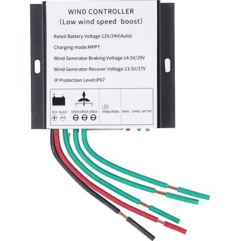 MPPT-Windkraftanlagenregler 100–400 W, 12 V/24 V, automatische Generatoranpassung mit LED-Anzeige (1/5)