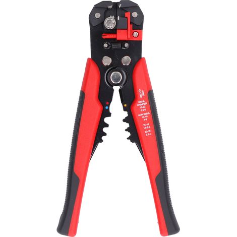 Automatisches 8-Zoll-Crimp-, Schneid- und Abisolierwerkzeug für Drähte – Ergonomisches Multifunktionswerkzeug für den Heim- und Profibereich – Rot (1/5)