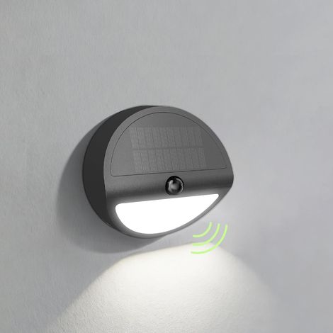 Lampe Solaire Exterieur Detecteur de Mouvement, Batterie 1500 mAh Remplaçable, Eclairage Exterieur Solaire Étanche IP54, pour Portail, Jardin, Garage, Blanc (1/5)