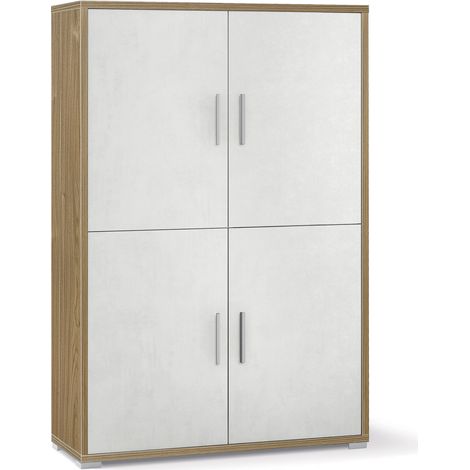 Mobile Multiuso 4 Ante 108x161x41 cm Noce Stelvio/Ossido Bianco