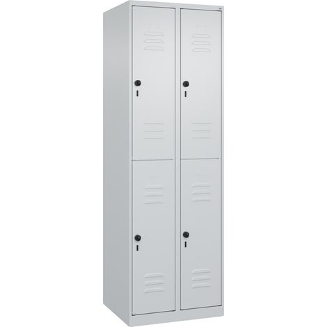 C+P Doppelstock-Spind Classic PLUS, 2 Abteile, 1850x600x500mm, 7035/7035 Verschluss Sicherheits-Drehriegel (1/5)