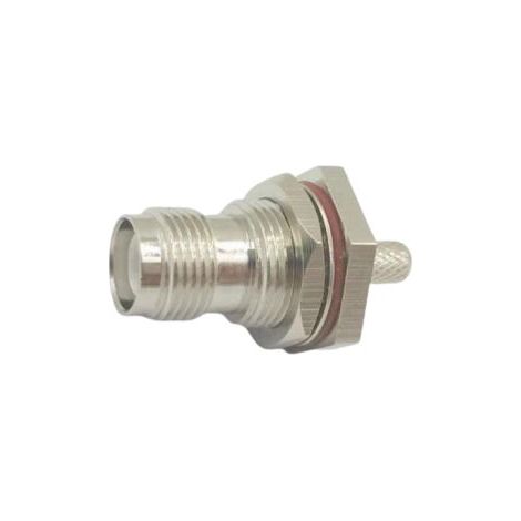 Connecteur coaxial RS PRO Femelle Droit, raccordement A sertir 50O Traversée de cloison ( Prix pour 1 )