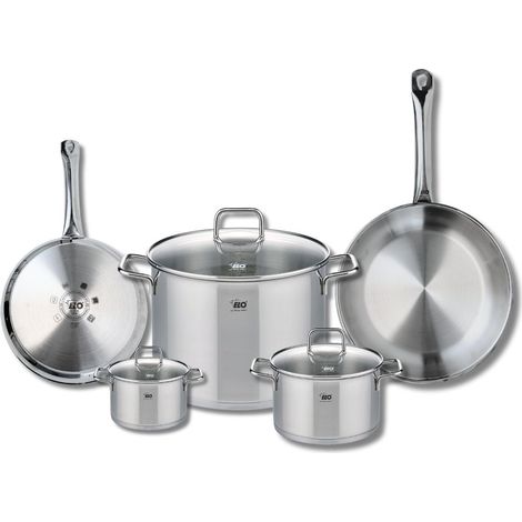 Ensemble de 2 Poêles de cuisson 24 et 28 cm et 3 faitouts 12, 16 et 26 cm Elo Profi Citrin (1/5)