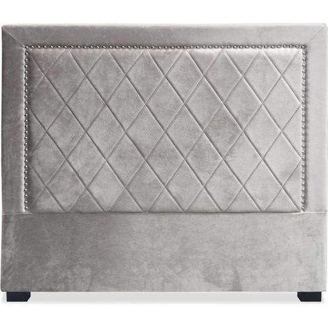 Tête de Lit Design en Velours "Sofia" 140cm Argent
