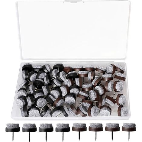 60 pezzi di cuscinetti per mobili, cuscinetti per sedie da 20 mm con chiodi, piedini rotondi in feltro per sedie, facili da installare per la protezione delle gambe dei mobili da tavolo e delle sedie (1/5)