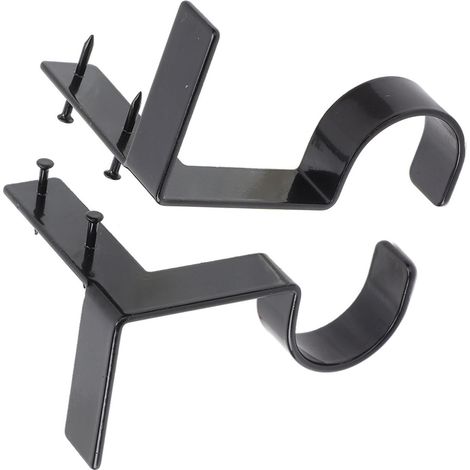 Support de tringle à rideau en acier noir, charge max 9 kg, crochets pour tringle simple, installation facile, lot de 2 pour maison et bureau (1/5)