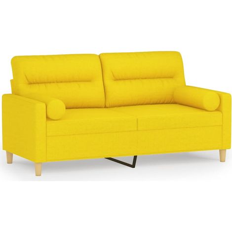 Maison Exclusive - Divano a 2 Posti con Cuscini Giallo Chiaro 140 cm in Tessuto