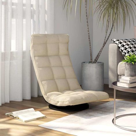 vidaXL Silla de suelo giratoria de tela crema (1/5)