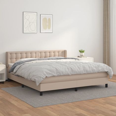 Boxspringbett Matratze Cappuccino-Braun 180x200 cm Kunstleder (1/5)