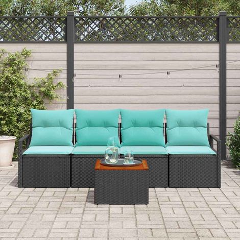 Teenpull – Gartensofa-set 5 Stk. Schwarz Poly-Rattan (1/5)