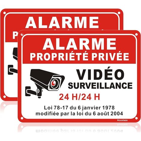 Panneau Alarme Vidéo Surveillance, 20x15 cm, Aluminium (1/4)