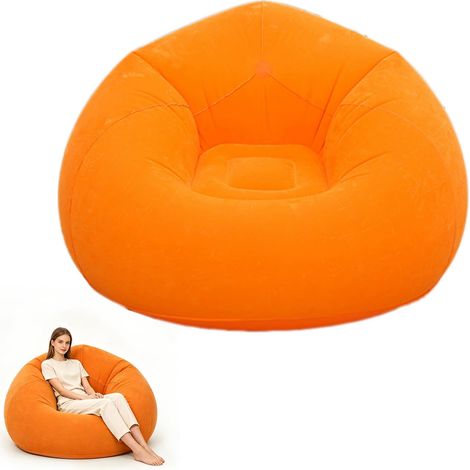 Fauteuil gonflable, pouf gonflable avec pompe à pied, fauteuil gonflable pour extérieur, camping, plage, piscine et voyages  Gonflage, portable, confortable (orange) (1/5)