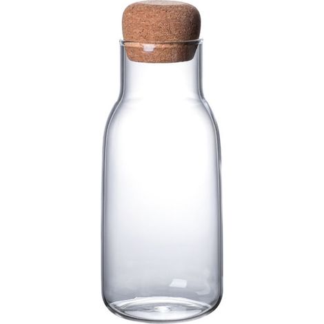 Carafe En Verre - Bouchon En Liège - Pour Eau Chaude Froide Thé Café Vin Jus - Contenance 600 ml (1/5)