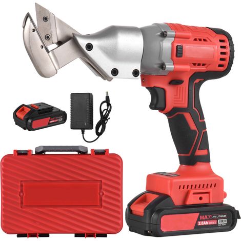 Cisailles à tôle sans fil 21 V, mini, sans balais, avec batterie Li-ion rechargeable 2,0 Ah. Cisailles électriques pour tôle, réglage progressif de la vitesse, outil portatif de 320 Nm pour fer à repa (1/5)