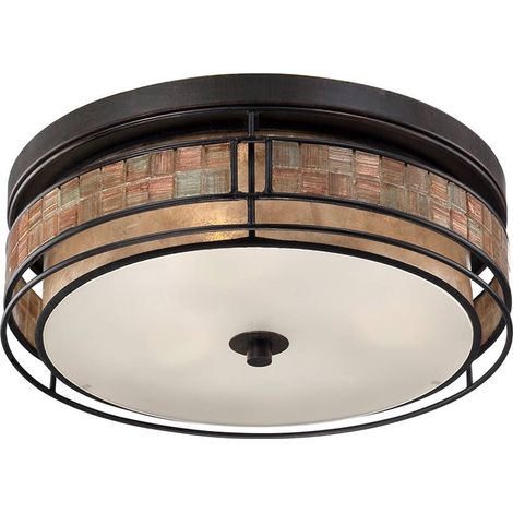 Plafonnier mosaïque Laguna Quoizel cuivre Ø40,6cm 3xE27 (1/4)