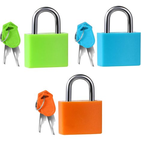 Lucchetto per valigia, Lucchetto con chiave, 23 mm, Lucchetto per bagagli piccoli, Lucchetto per armadietto con chiave, Lucchetto da viaggio per scuola, palestra, aula (3 colori) (1/5)