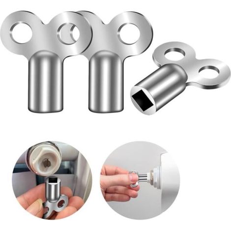 Clé Purge Radiateur,3xCle Purge à Carre Argent,Clé de Purge Universelle,Clé Radiateur Compact en Aluminium pour de Nombreux (1/4)