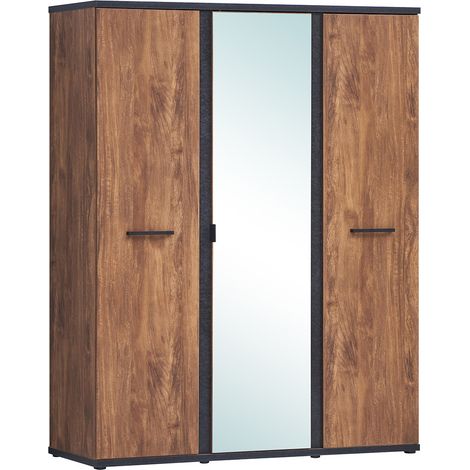 Armoire enfant contemporaine 164 cm acacia/noir Marinella (1/5)