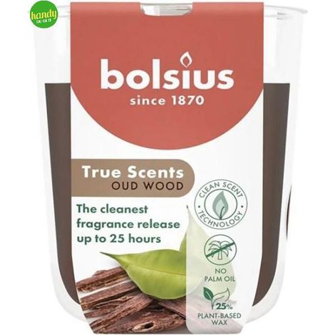 Candela vetro True Scents Bolsius Old Wood