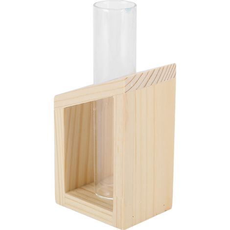 Vase en tube à essai, vase simple en verre, cadre en bois, récipient pour plantes hydroponiques, décoration pour la maison ou le bureau, tube unique (1/5)