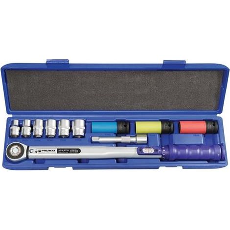 Set di chiavi dinamometriche Promat 12 pezzi 40 - 200 Nm 1/2 " 9 inserti/estensione (1/4)