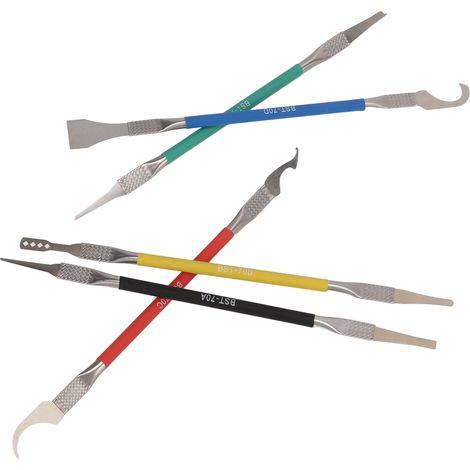 Lot de 5 ciseaux à levier double bout pour démontage carte mère acier inoxydable BST-70 modèles A-E noir jaune rouge bleu vert 165-168mm entretien circuit imprimé (1/5)
