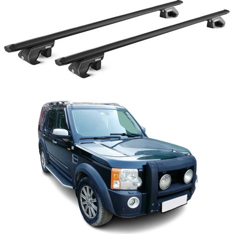 OMAC Barres de toit aluminium certifiées TÜV pour Land Rover Discovery LR3 L319 2004-2009 – Pour rails de toit standards – Rainure en T – Charge max 90 kg – 2 antivols Noir (1/4)