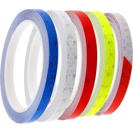 Ruban réfléchissant autocollant – Lot de 5 rouleaux de bandes de sécurité haute visibilité et imperméables 10 mm x 8 m (1/5)