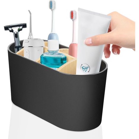Support mural détachable pour brosse à dents électrique, organiseur de salle de bain avec 6 compartiments, porte-accessoires dentaires, rangement pratique pour brosses et têtes, design moderne et épur (1/5)