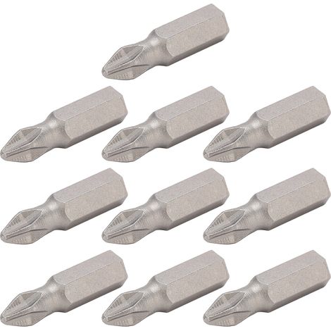 Lot de 10 embouts de tournevis cruciformes de 25 mm en acier allié S2, antidérapants et magnétiques, pour perceuse électrique portative (1/5)