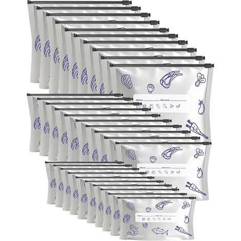 30pcs Zip Freezer Bag,Extended Food Storage,Reusable Aluminum Foil Freezer Bags,Labeled Resealable Bags,for Vegetables,Fruits,Meat (1/5)