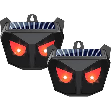 Set of 2 solar-powered garden animal repellents, waterproof fox repellent with LED light for predatory animals in gardens, yards, and farms (1/5)