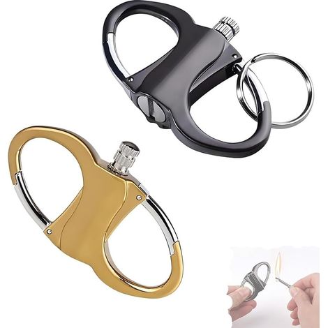 Briquet Porte Clés, Allumettes étanches, Kit D'allumage d'urgence Portable for L'alpinisme, Kit D'allumage de Feu en Pierre et Acier for Camping, Voiture et Maison(Black+Gold) (1/5)