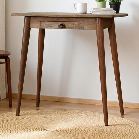 Bureau miniature bois massif style nordique 1 tiroir marron 60x40x70cm